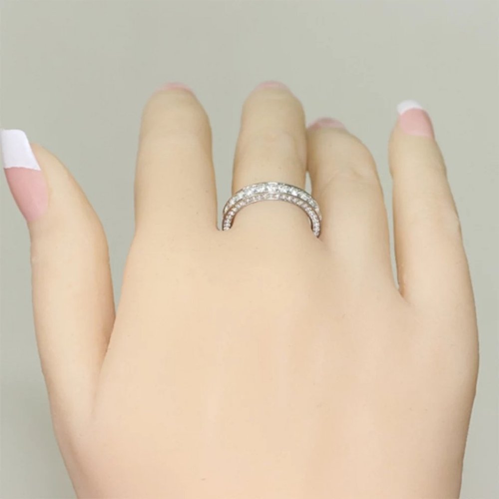 New Two Tone Gold Silver White Sapphire Ring - Picture 4 of 4